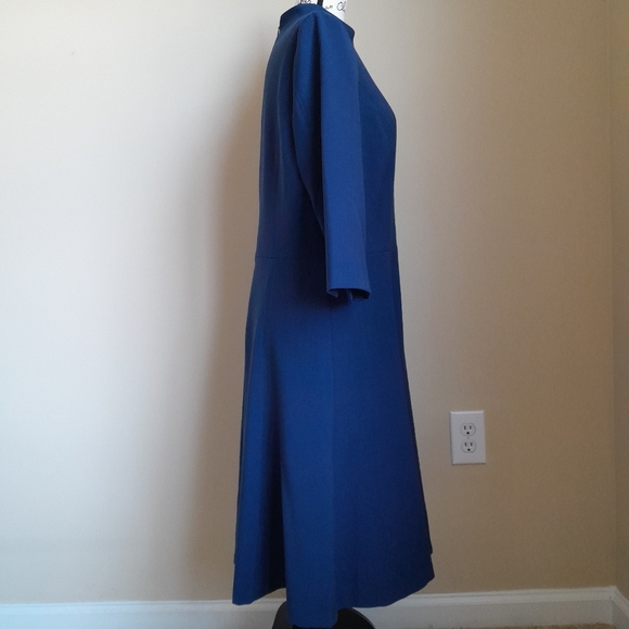 White House Black Market keyhole neckline fit and flare dress navy blue size 14 - Picture 2 of 12